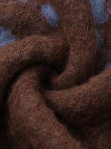 DAZY Asymmetrical Jacquard Pattern Oversized Pullover Sweater For Women,Fall Women Clothes - Brown - View 5