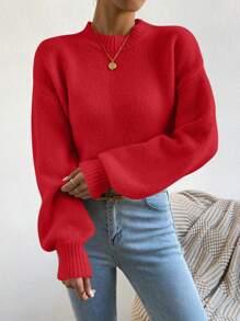 Chiquease Suéter casual holgado de cuello redondo y manga larga de unicolor para ropa de Año Nuevo para mujer