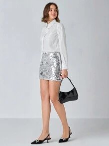 Enchnt Áo cánh dài tay đơn hàng thanh lịch cho nữ, mùa thu - màu đen - Xem 5