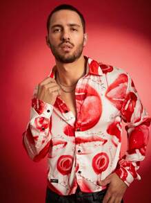 FeverCity 男士休闲数码印花宽松长袖梭织衬衫 - 彩色 - 查看 1