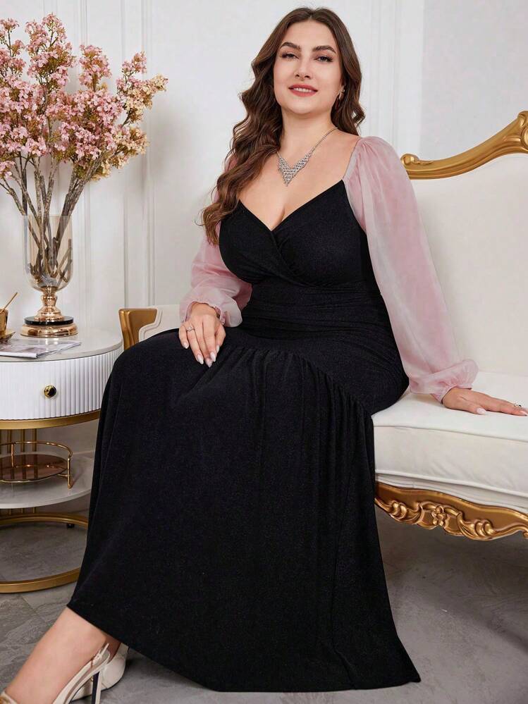 Modelyn 法式女式紧身连衣裙，优雅 A 字裙，适合晚会/婚礼嘉宾/周年纪念日长款女士装长款晚礼服 - 彩色 - 查看 6