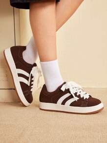 CUCCOO EASI Giày thể thao nữ màu trơn buộc dây phía trước, kiểu dáng thường ngày, phù hợp cho không khí lễ hội năm mới và mùa thu đông. - màu nâu - Xem 5