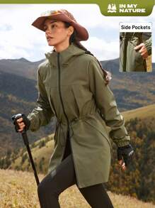 In My Nature 女士秋季休闲日常抽绳腰部拉链开衫连帽户外夹克