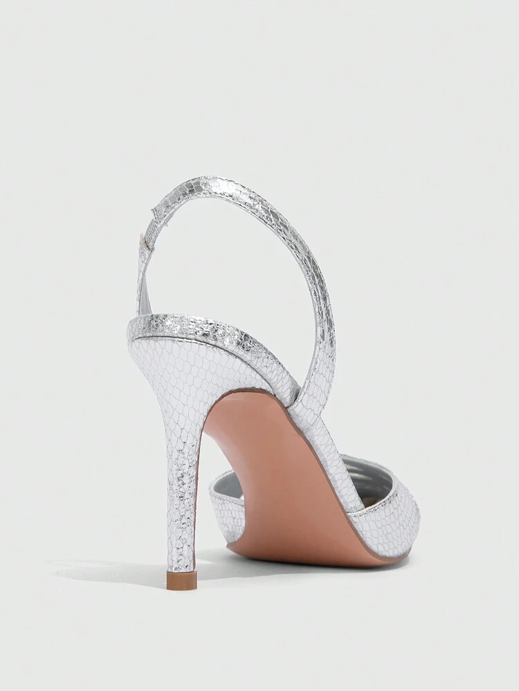 CUCCOO SZL Women's Pointed Toe Stiletto High Heels, Sexy Fashion Silver Color Ladies Party Pumps For Casual Outfit, Spring Day And Night Out Wear Spring Shoes Spring Break Easter Prom Heels For Christmas Spring Shoes