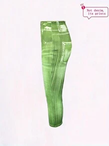 LONESS Women All-Over Print Fitted Elastic Waist Casual Leggings