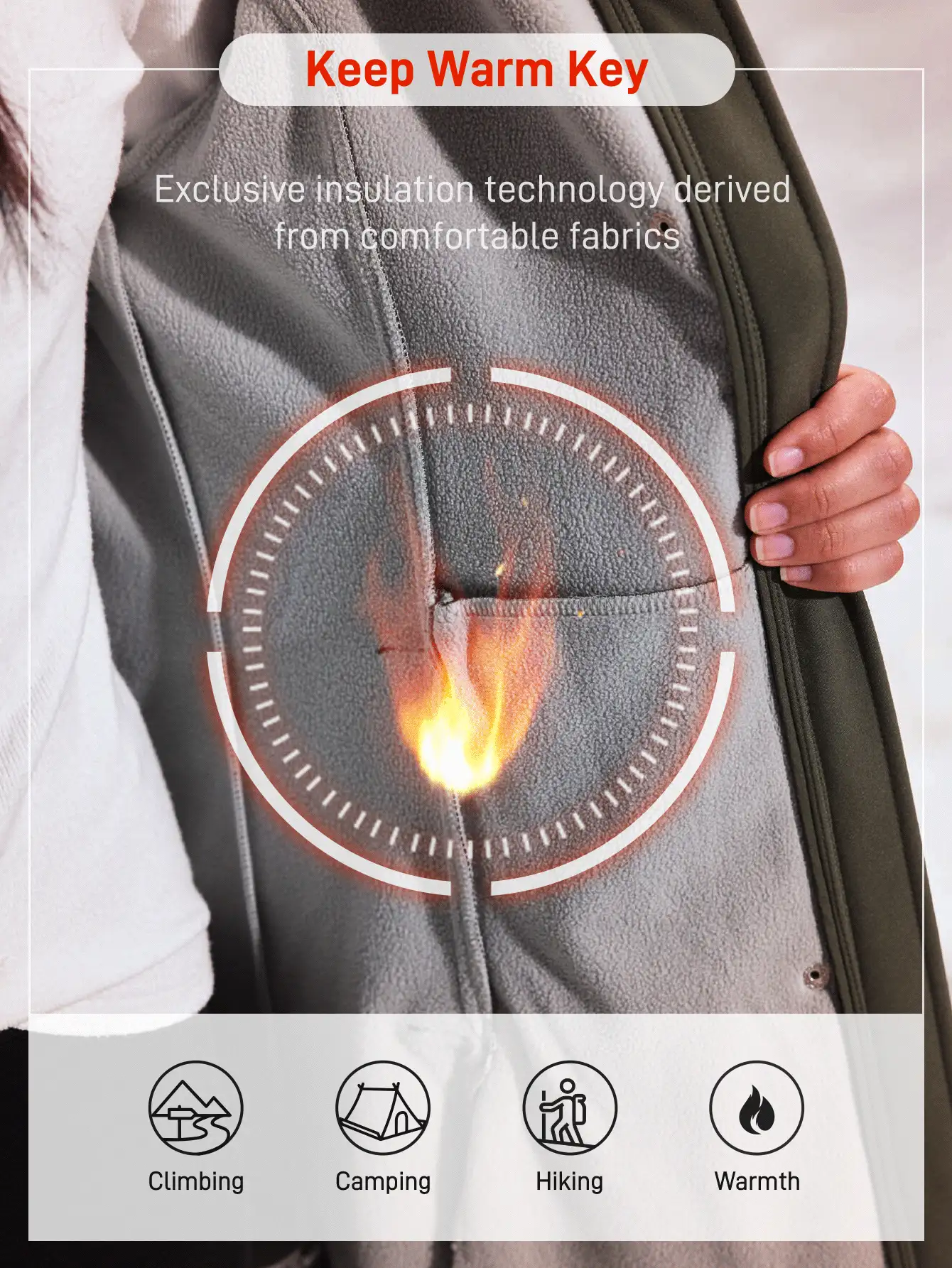 In My Nature Women's Hooded Fleece Mid-Length Windbreaker Keep Warm - Army Green - View 3