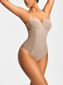 SHEIN Shape Women's Plain Color Spaghetti Strap Minimalist Casual Bodysuit