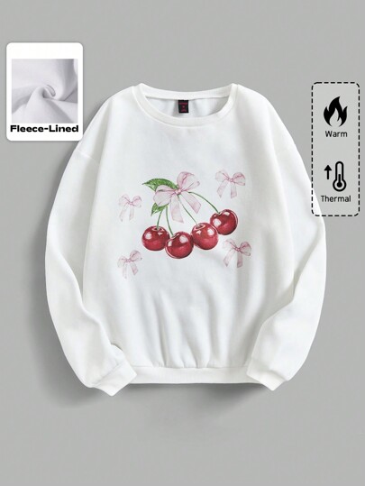 Kawaii سويت شيرت بياقة دائرية ونقشة مطبوعة