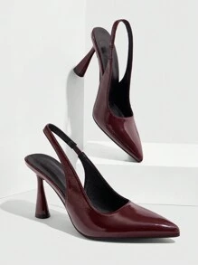 CUCCOO BIZCHIC Women's Fashion Burgundy Pointed Toe Stilettos With Ankle Strap, Suitable For Commute, Date, Party, Holiday New Year Holiday - Burgundy - View 2