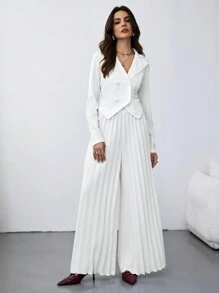 Firerie 女士双排扣长袖西装外套和阔腿褶皱宽松裤套装