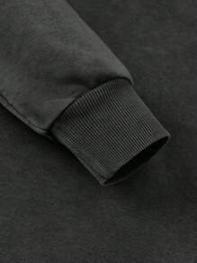 ROMWE MEN Street Life Áo nỉ có mũ rộng rãi họa tiết chữ và ô tô cổ điển dành cho nam - màu đen - Xem 4