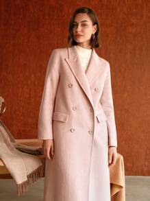 MOTF PREMIUM 羊毛尖领系腰带豌豆大衣