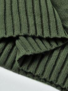 SHEIN LUNE Váy len cổ cao màu trơn cỡ lớn, trang phục thường ngày cho mùa thu/đông - màu xanh lá - Xem 7