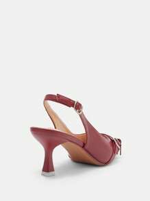 CUCCOO BIZCHIC 女士时尚优雅纯色尖头高跟鞋，适合圣诞节和新年假期氛围秋冬 - 紅色 - 查看 8