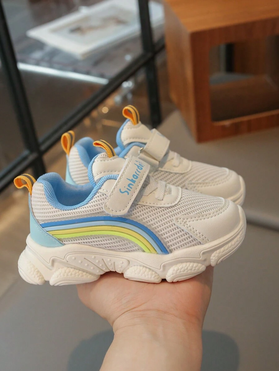 1 Pair Rainbow Mesh Breathable Non-Slip Soft Bottom Children Sports Shoes For Toddlers, Spring & Autumn
