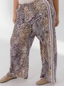 Aralina High Waist Bold Stylish Leopard Print Wide Leg Pants - Multicolor - View 5