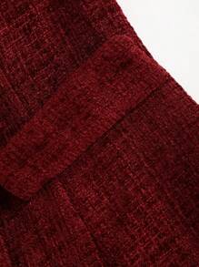 Sweetra Kardigan Vintage Square Collar Pullover Slim Fit dla kobiet, jesień/zima - Burgund - Zobacz 4