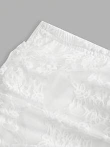 SHEIN EZwear 1pc Women's Sexy Overlaid Translucent White Floral Lace Fitted Long Skirt - White - View 3