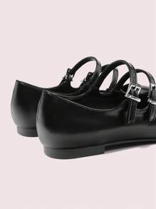 CUCCOO DOLLMOD Women's Black PU Mary Jane Flats, Fashion Casual For Commuting, Dating, Party, Shopping, School Spring Shoes Spring Break Easter For Christmas Spring Shoes - Black - View 8