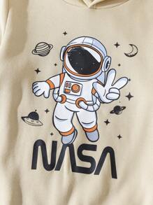 SHEIN Leap Crew 6 件套青少年男童宽松休闲图案印花连帽衫和运动裤套装，适合秋冬季通勤、上学、休闲、体育活动 - 彩色 - 查看 5