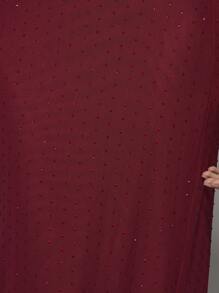 MISSGUIDED Embellished Double Layered Mesh High Neck Slash Cut-Out Bust Detail Sleeveless Flare Hem Maxi Dress Christmas - Burgundy - View 5