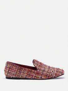 CUCCOO BIZCHIC Laser Cut Square Toe Flat Women Shoes Valentines - Burgundy - View 8