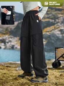 In My Nature Pantalones holgados para senderismo con cordón en la cintura, aptos para otoño, primavera y camping, para mujer