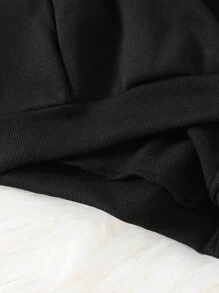 Young Girl Casual Comfortable Thermal Lined Long Sleeve Crew Neck Sweatshirt, Autumn/Winter, For Christmas - Black - View 4