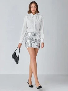 Enchnt Áo cánh dài tay đơn hàng thanh lịch cho nữ, mùa thu - màu đen - Xem 3