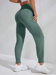 SHEIN Daily&Casual Pantaloni casual jogger in colore unito con vita alta e laccio