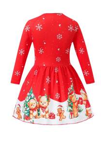 SHEIN Jonge meisjes cosplay getailleerde rode jurk voor kinderen herfst/winter/kerst