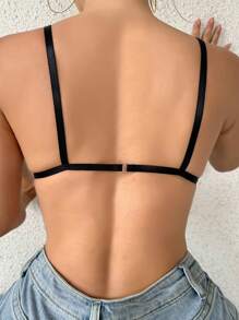 Solid Triangle Bralet - Black - View 2