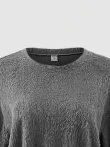 SHEIN 少女时尚街头服饰休闲上衣和裙子运动套装，秋冬街头风格 - 深灰色 - 查看 4