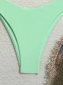 SHEIN Swim 女士性感吊带上衣和高腰短裤泳装套装夏季 - 薄荷綠 - 查看 4