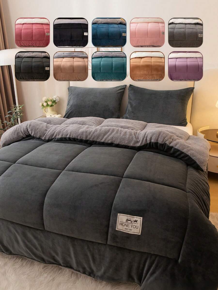 1 chăn bông chần bông, ruột chăn, mềm mại và ấm áp, cỡ Queen, cỡ King, mềm mại và thoáng khí, không có vỏ bọc, dùng cho mọi mùa - Màu xám đen - Xem 1