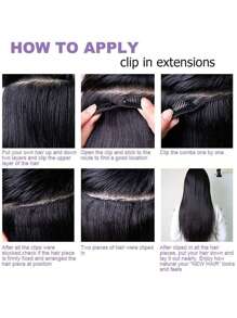 1 pieza Extensiones de cabello ondulado con clip Hechas a mano de cabello humano real Suave y natural para mujeres Extensiones de cabello con clips - Natural Black - Ver 9