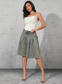 Denimoi 女士简约时尚休闲牛仔短裤，适合日常穿着