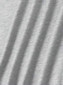 Flirla Áo thun cổ tròn có khẩu hiệu, áo thun tay ngắn thường ngày mùa xuân và mùa hè, áo thun họa tiết cho nữ - Màu Xám nhạt - Xem 4