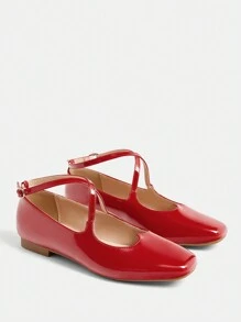 Dola Lovely Silver Flat Mary Jane Shoes With Bow, Square Toe, Fashion Women Flats New Year Holiday Valentines