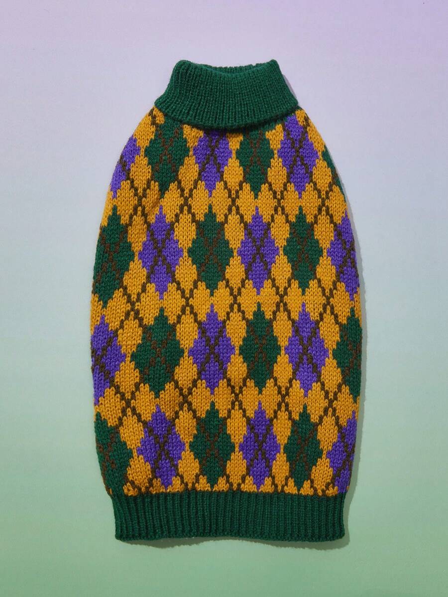 PETSIN 1 pezzo Maglione per animali domestici in stile pied de poule, elegante stile college, caldo e confortevole outfit per cani - Multicolore - Visualizzare 1
