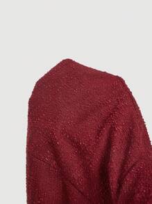 SHEIN MOD 1 件女士优雅露肩双排扣短裙，派对/活动穿着 - 酒紅色 - 查看 5