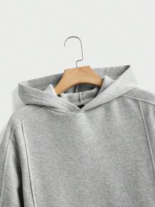 GENTILAND Áo nỉ dệt kim dáng rộng cổ tròn dài tay thường ngày cho nam, thích hợp mặc hàng ngày - Xám - Xem 4