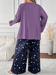 SHEIN CURVE+ Conjunto de talla grande con estampado de letras - Top y pantalones