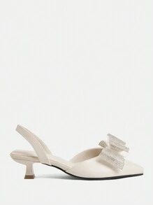 Dola Lovely Women's Black Stiletto Heel Bowknot Pointed Toe Shoes New Year Holiday Valentines