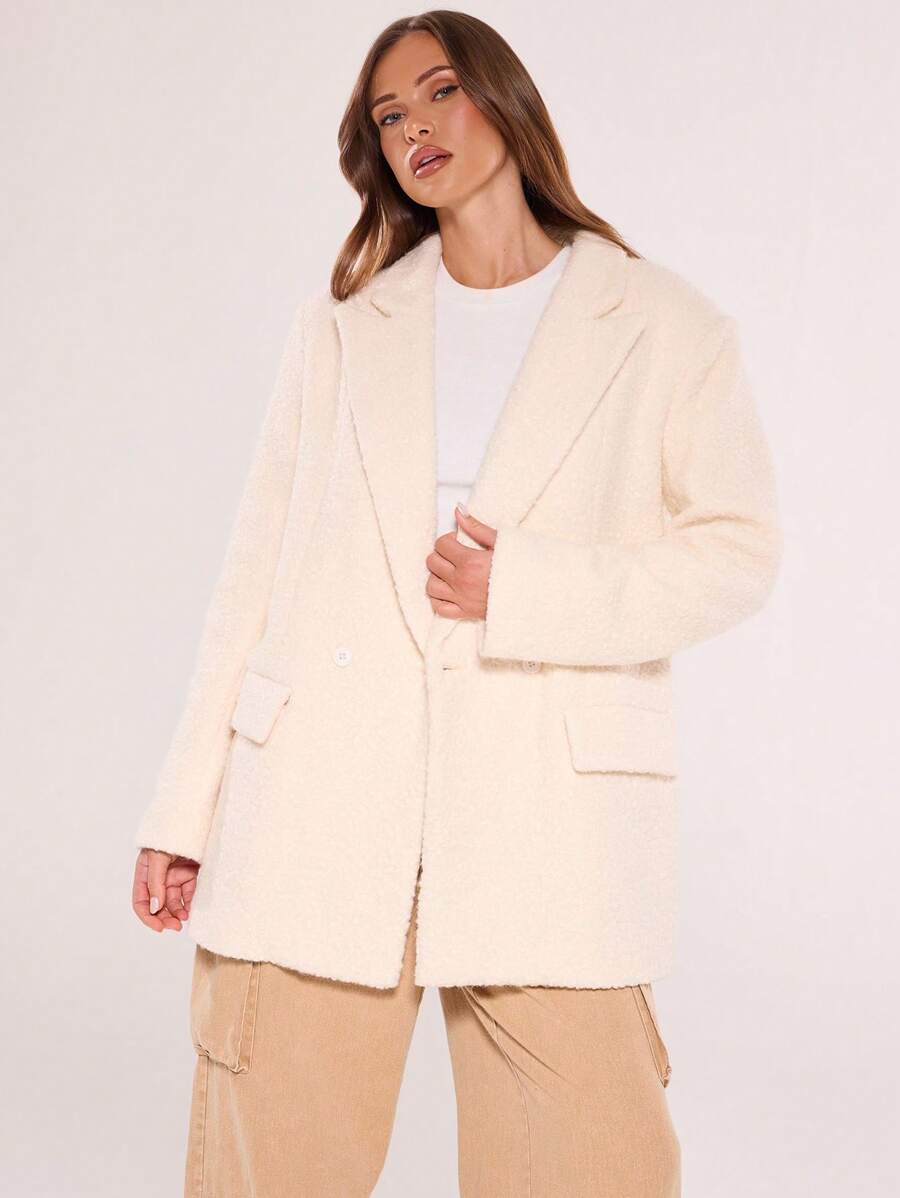 MUSERA Abrigo sobrecapa oversize tipo Borg - Crema - Ver 1
