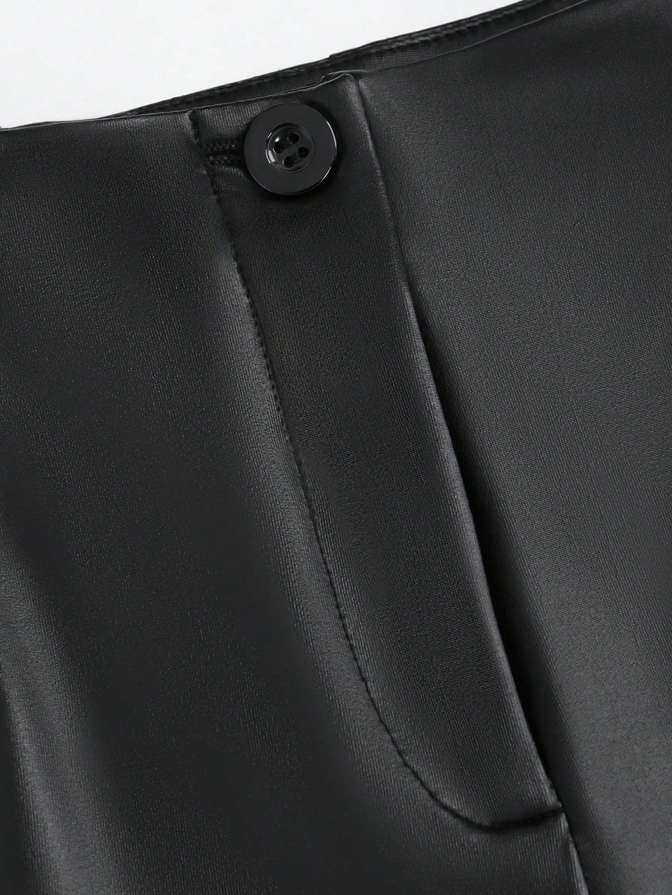 Sweetra مجموعة من الفوتة العنق المطوية وسروال PU س...