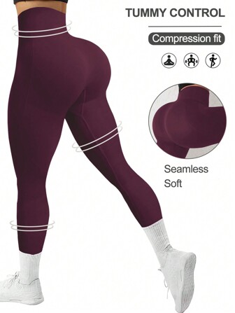 Gameset SHEIN Sport 女式高腰无缝塑身运动紧身裤，适合中国新年