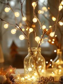 Teckwe String Lights With Mini Bulbs,Globe String Lights,LED Small White Ball Starry Sky Colored Light String Outdoor Waterproof Decorative Light Decoration Atmosphere Light For Garden Yard Porch Wedding Party Decor - Yellow - View 4