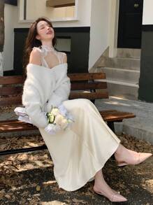 DAZY 女士缎面质感A字裙，秋季服装