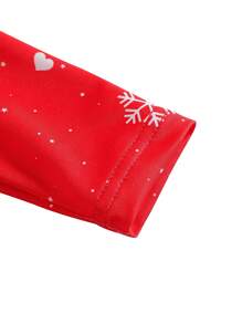 SHEIN Jonge meisjes cosplay getailleerde rode jurk voor kinderen herfst/winter/kerst